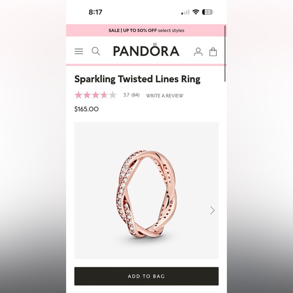 Pandora Rose Twist of Fate ring size 58 - Picture 6 of 6